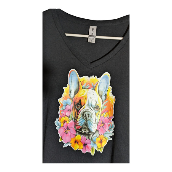 Colorful Dog - Black Women's V Neck - Size L - Picture 4 of 6